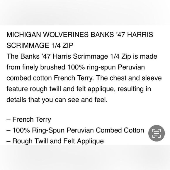 47 Brand Michigan Wolverines Navy Blue 1/2 Zip Pullover Sweatshirt. Medium. - Picture 11 of 11